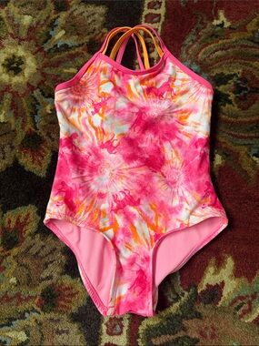Limited Too Pink and Orange Tie-Dye One-Piece Swimsuit
